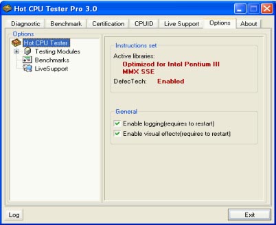 Hot CPU Tester - Options