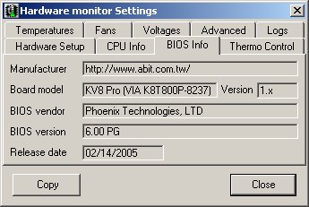 HMonitor - BIOS Info